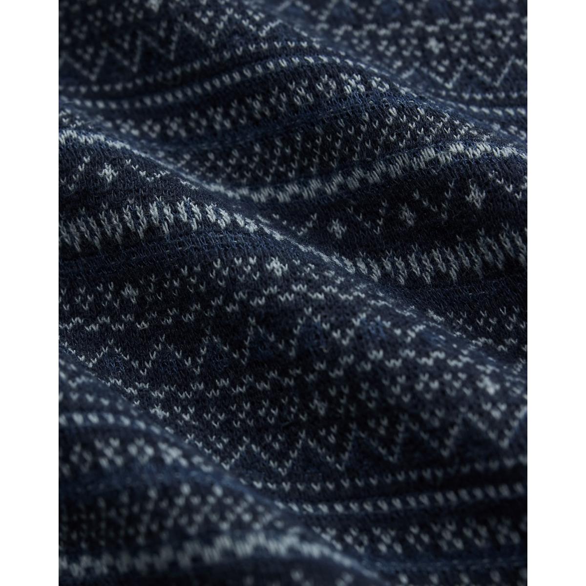 Indigo Jacquard Henley Shirt - Henley