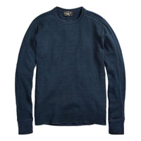 Indigo Jacquard-Knit Crewneck Rinsed Blue Indigo - knit
