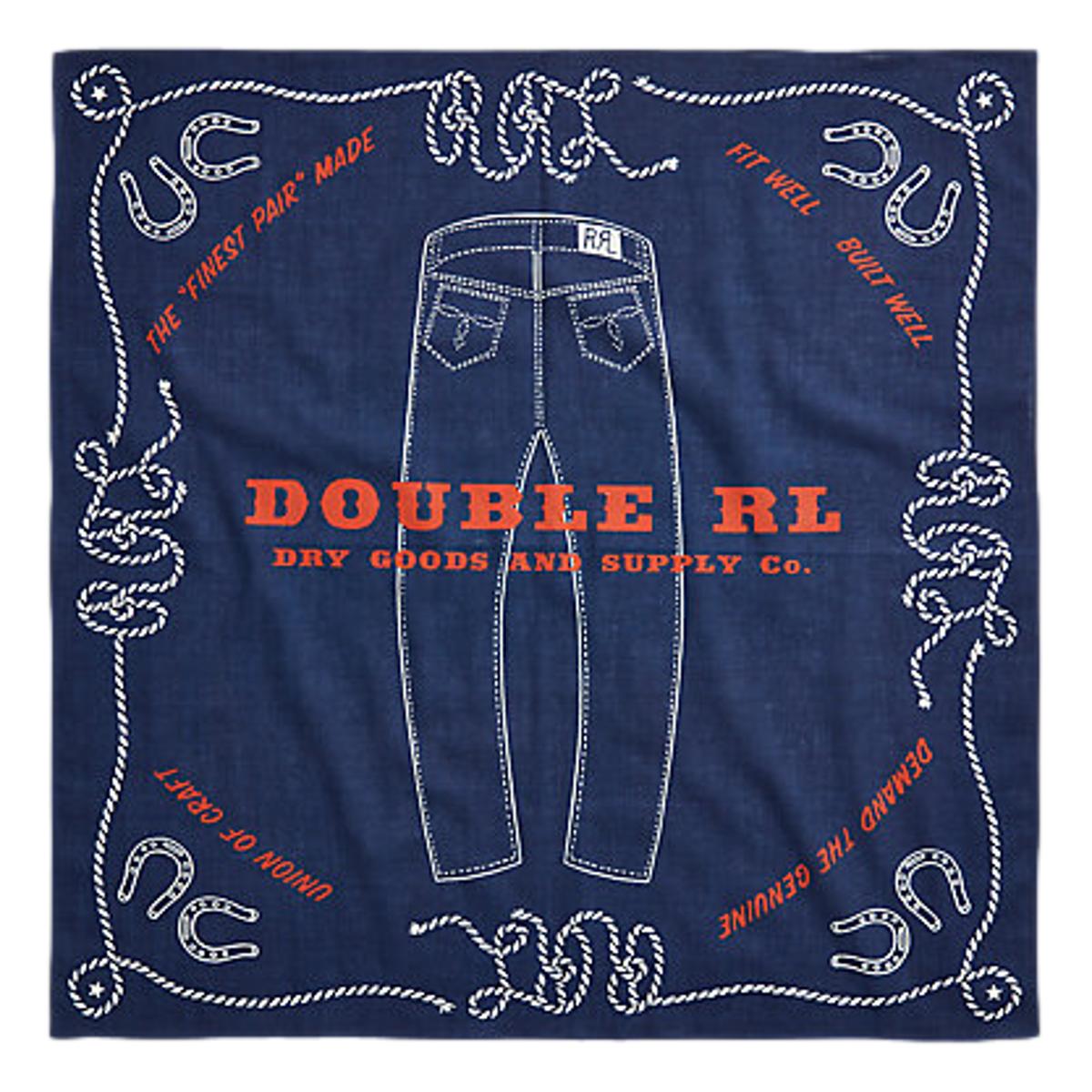 Indigo Jean-Print Cotton Bandanna Indigo/Cream/Red -