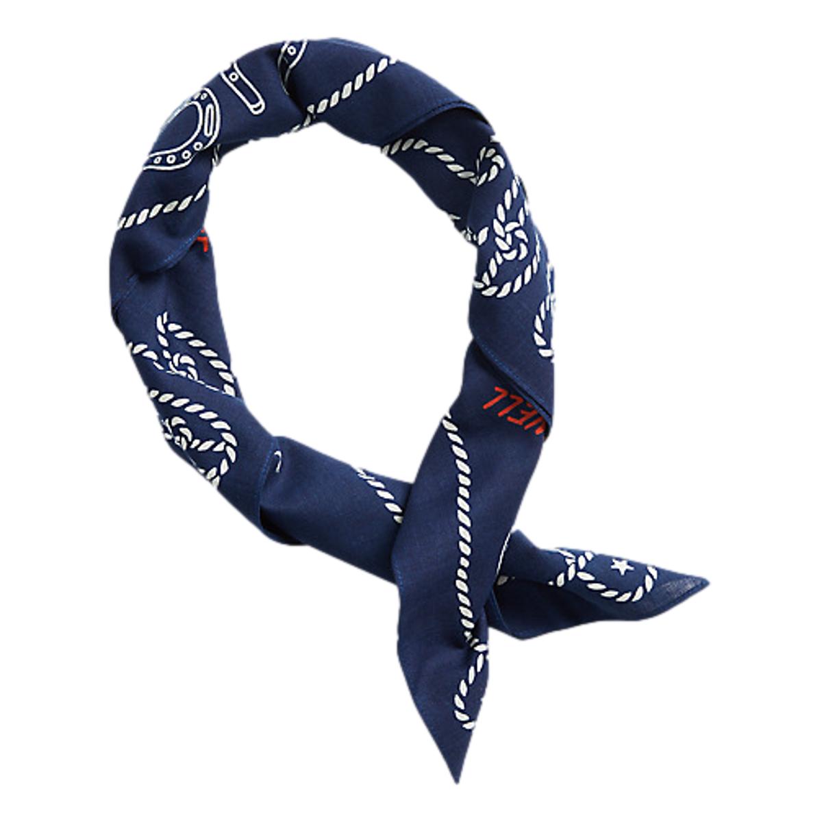 Indigo Jean-Print Cotton Bandanna Indigo/Cream/Red -