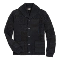 Indigo Patchwork Cotton-Wool Cardigan Black - Sweater