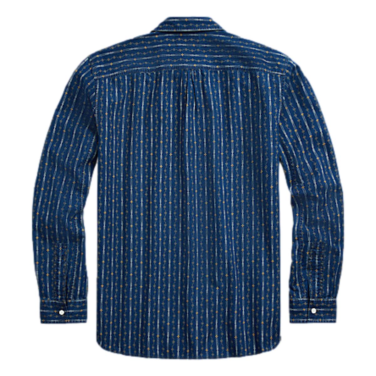 Indigo Print Woven Workshirt Indigo Orange