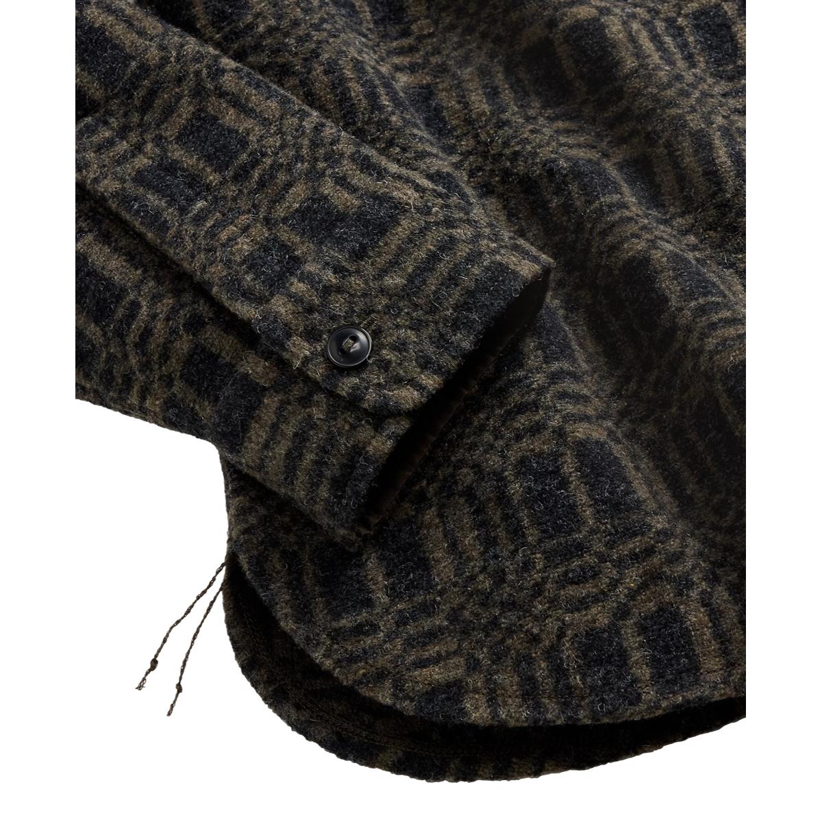 Jacquard-Knit Wool-Blend Workshirt Charcoal Multi - Shirt