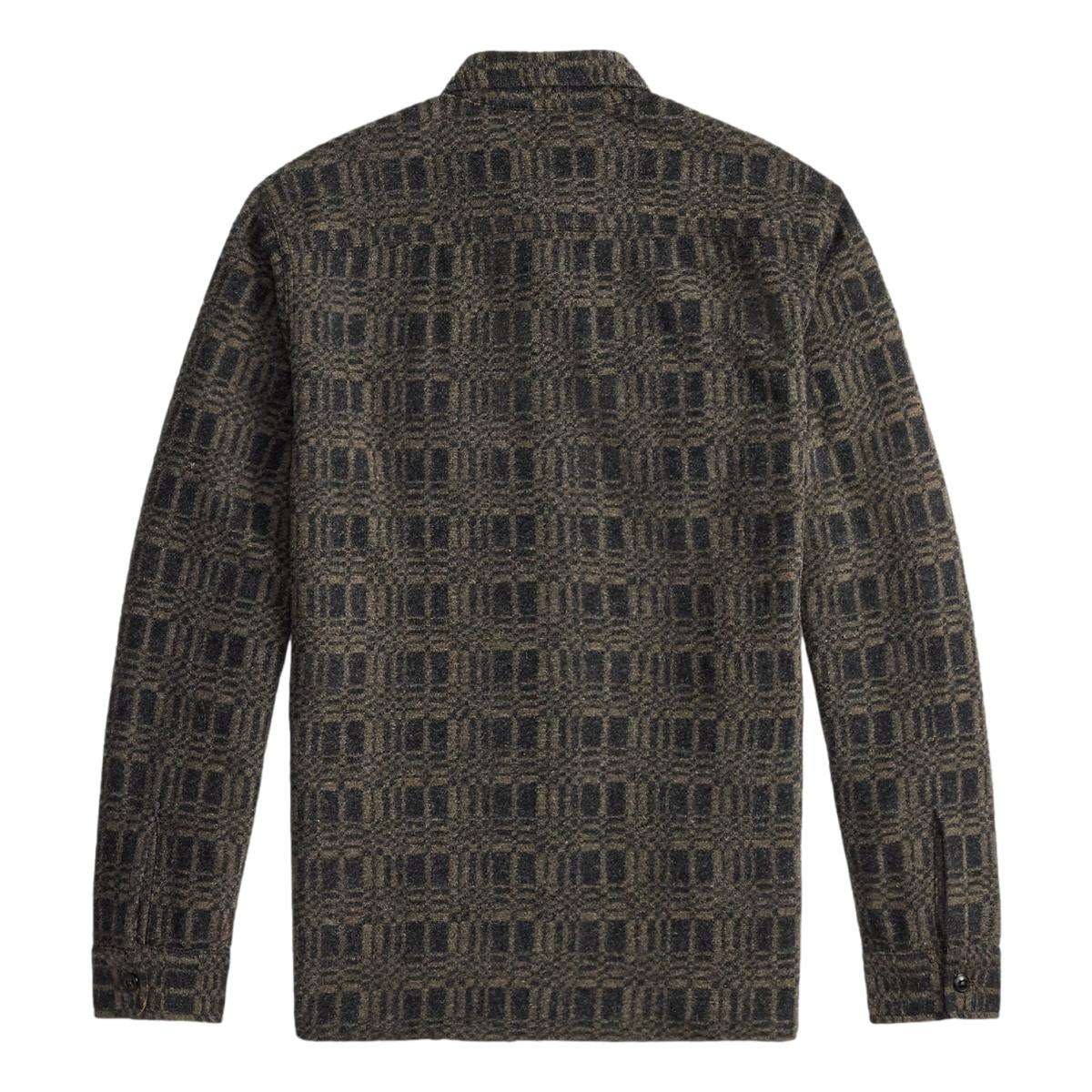 Jacquard-Knit Wool-Blend Workshirt Charcoal Multi - Shirt