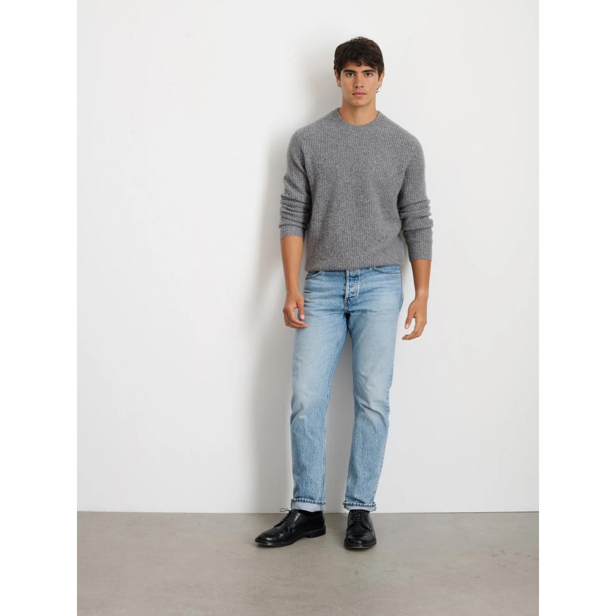 Jordan Sweater Washed Cashmere Marled Heather Grey Sweater