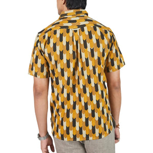 Kavir Shirt Flag Blockprint Yellow Kora - Shirt