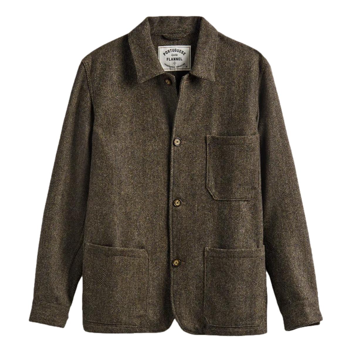 Labura Herringbone Wool Chore Coat Grey - MILWORKS
