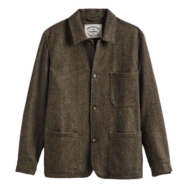 Labura Herringbone Wool Chore Coat Grey - MILWORKS