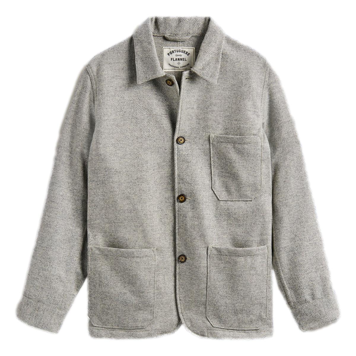 Labura Herringbone Wool Chore Coat Grey - Chore Coat