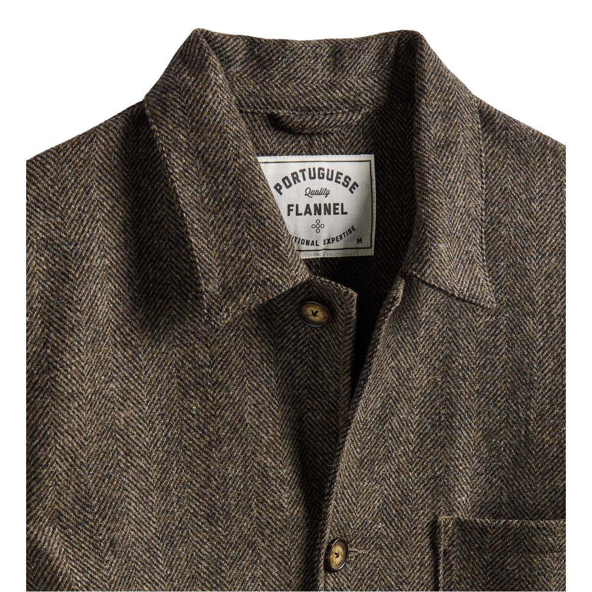 Labura Jacket Herringbone Wool Brown - Chore Coat