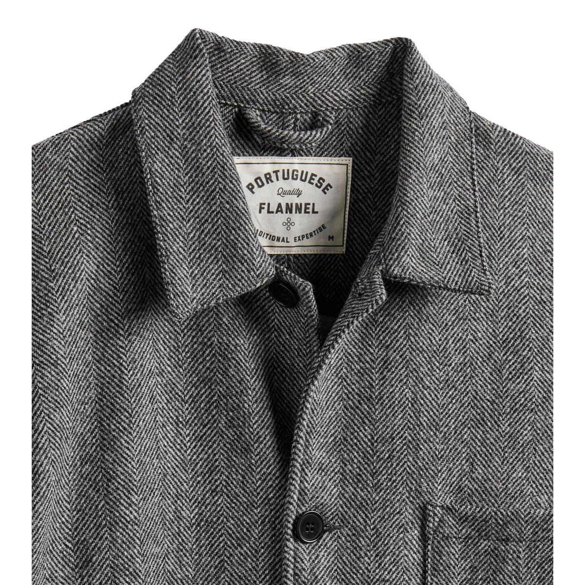 Labura Jacket Herringbone Wool Grey - Chore Coat