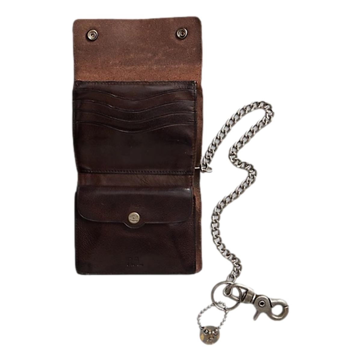 Leather Rider Wallet With Chain Dark Brown - Wallet