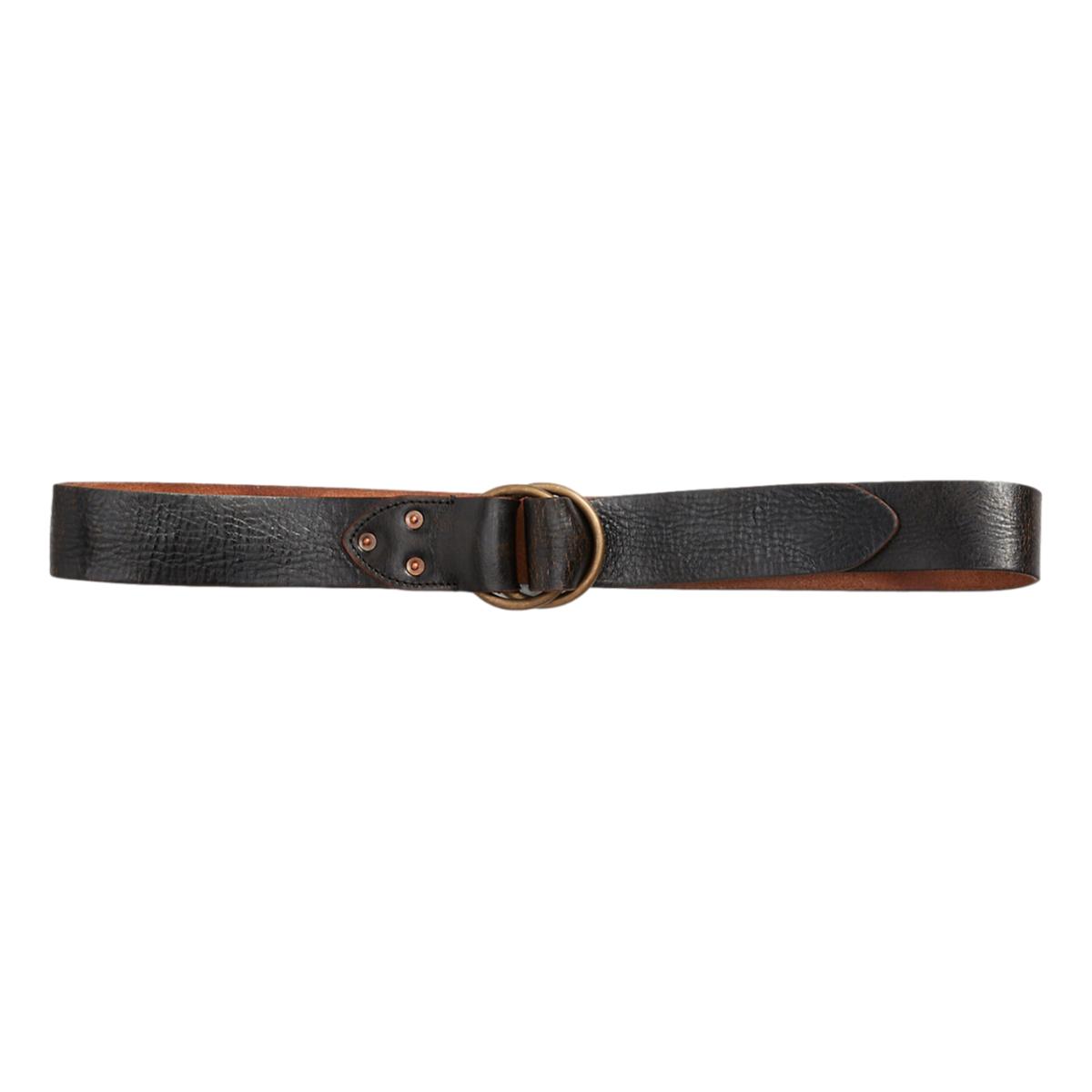 Leather Double–O-Ring Belt Black Over Brown - Belts