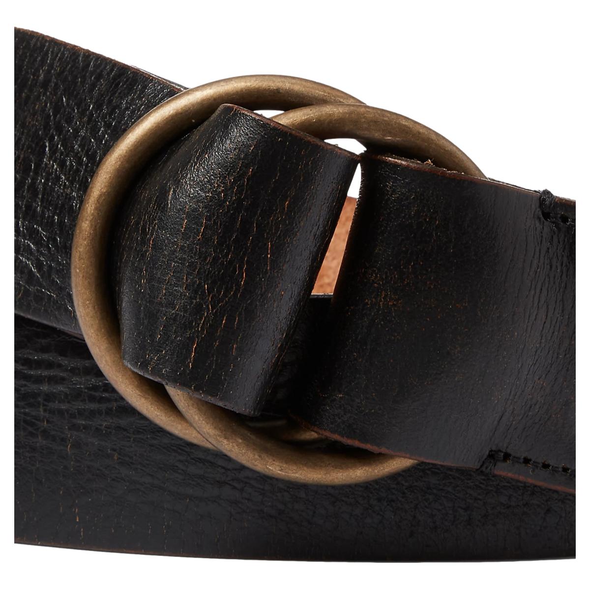 Leather Double–O-Ring Belt Black Over Brown - Belts