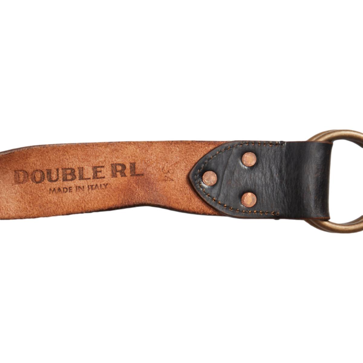 Leather Double–O-Ring Belt Black Over Brown - Belts