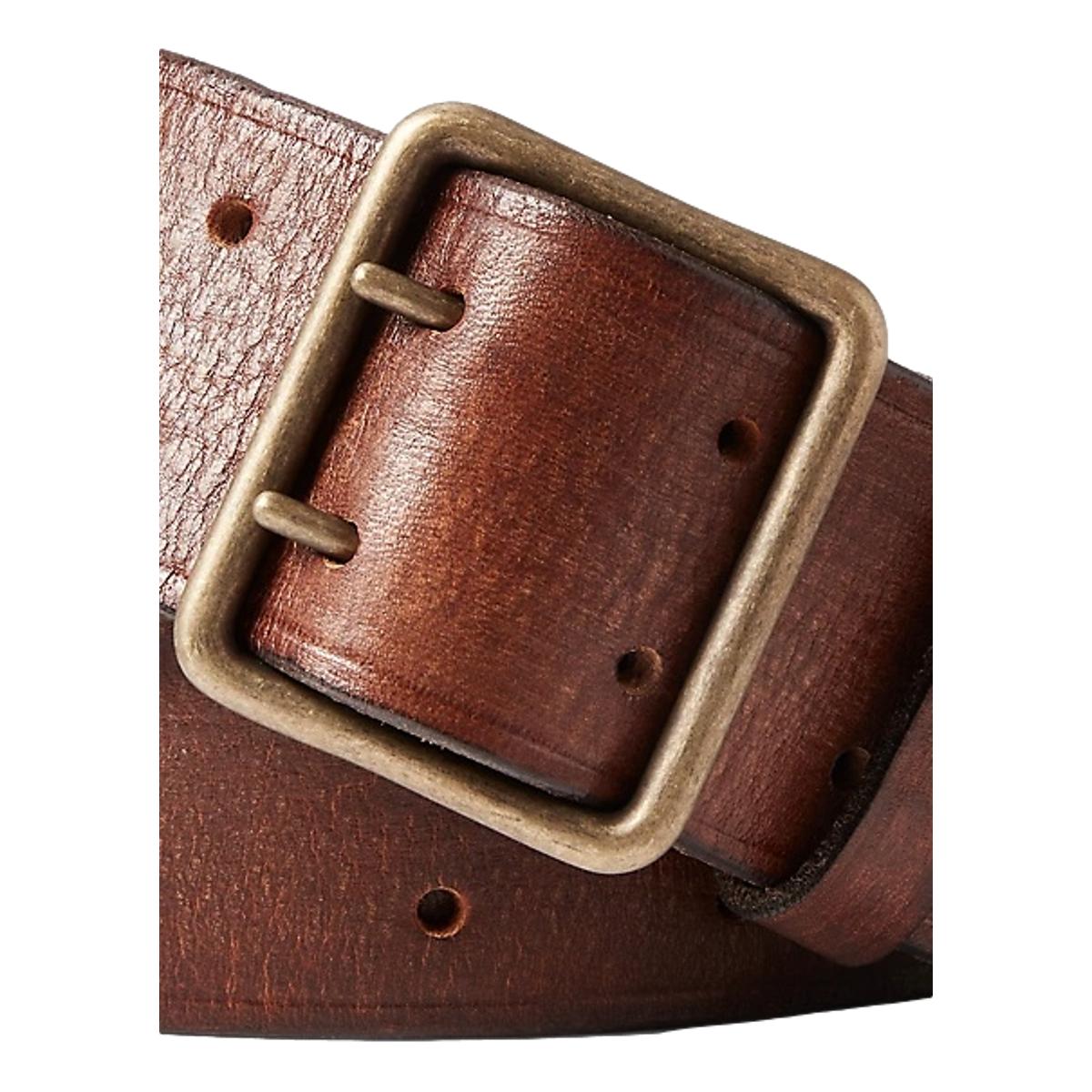 Leather Double-Prong Belt Vintage Brown - Belts