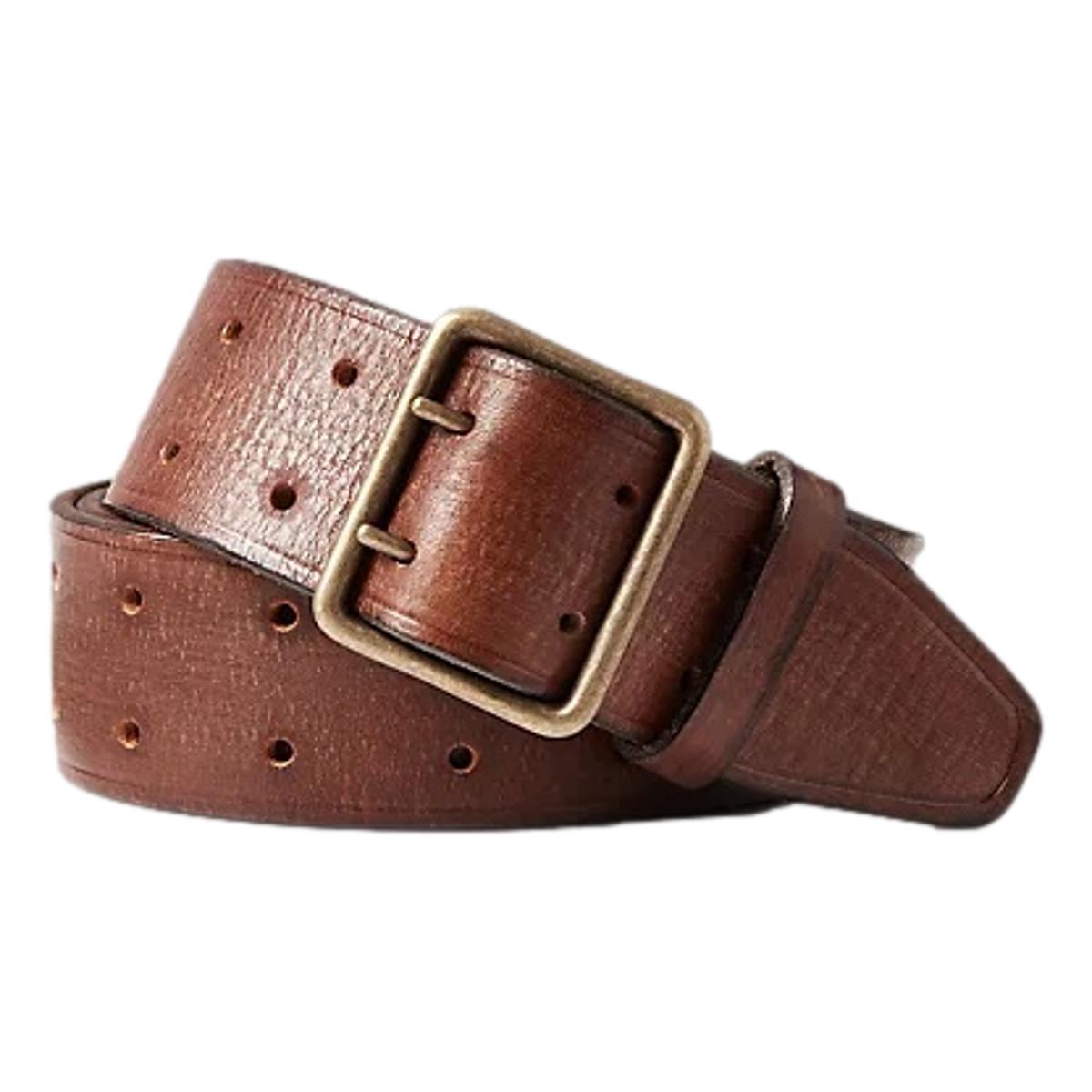 RRL Leather Double-Prong Belt Vintage Brown - MILWORKS