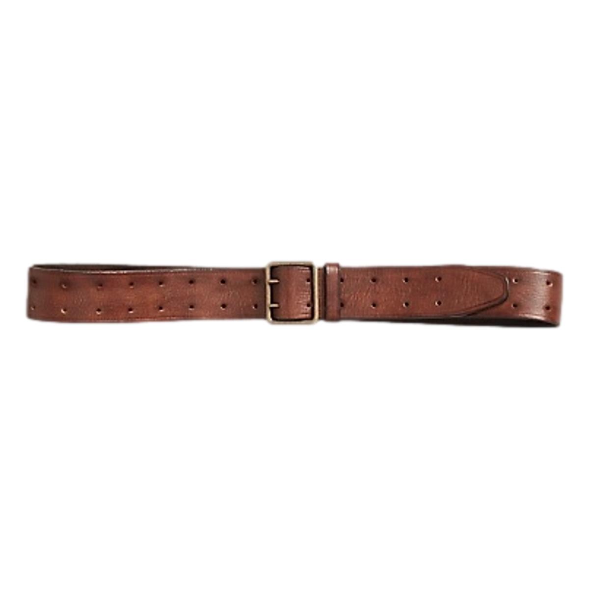 RRL Leather Double-Prong Belt Vintage Brown - MILWORKS