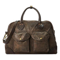 Leather Duffel Black Over Brown - Leather Bag