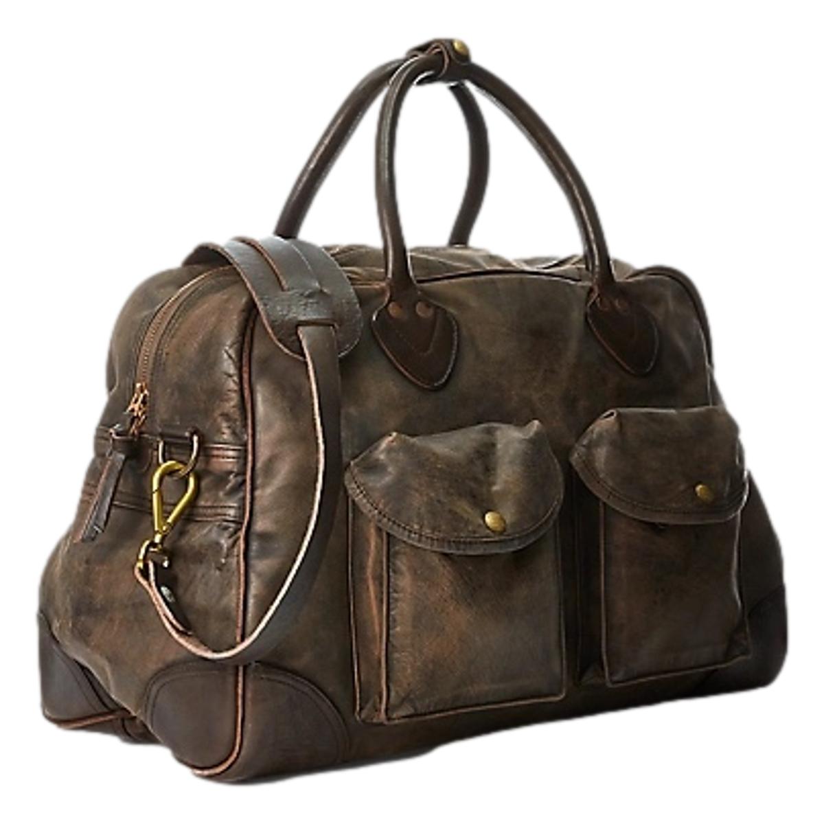 Leather Duffel Black Over Brown - Leather Bag