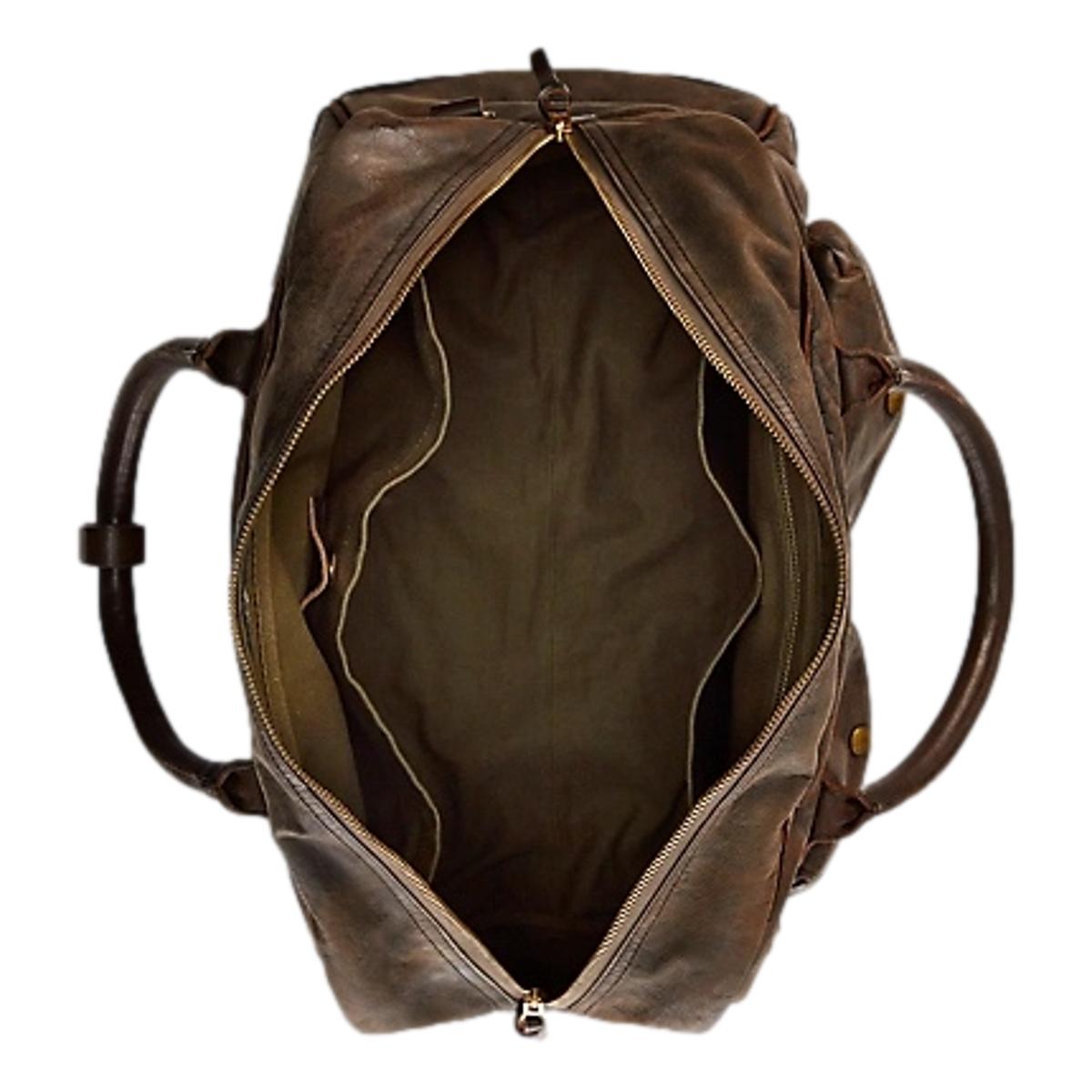 Leather Duffel Black Over Brown - Leather Bag