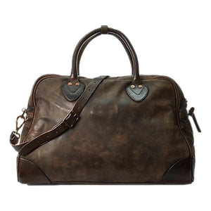 Leather Duffel Black Over Brown - Leather Bag