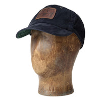 Leather-Patch Corduroy Trucker Cap Navy - Hat