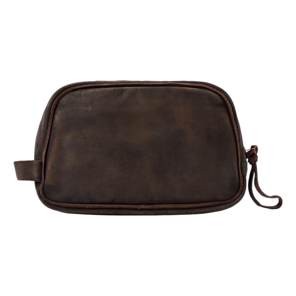 Leather Travel Case Dark Brown - Dopp Kit