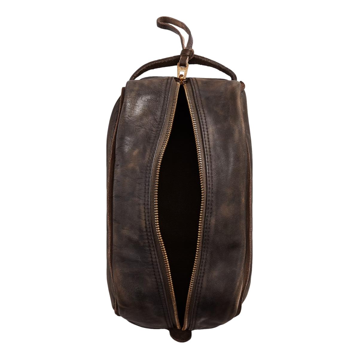 Leather Travel Case Dark Brown - Dopp Kit