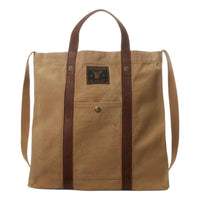 Leather-Trim Canvas Tote Khaki Brown - Bag