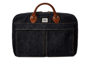 Leather-Trim Denim Briefcase - Bag