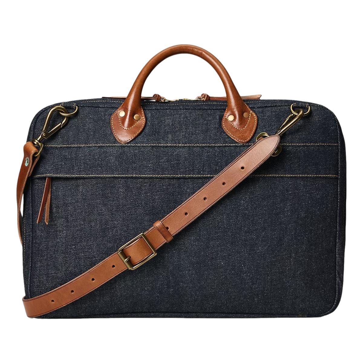 Leather-Trim Denim Briefcase - Bag