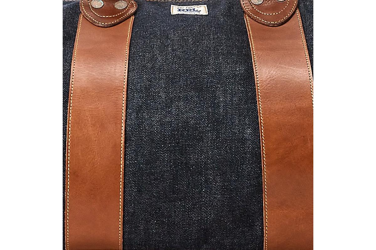 Leather-Trim Denim Duffel Indigo - Bag