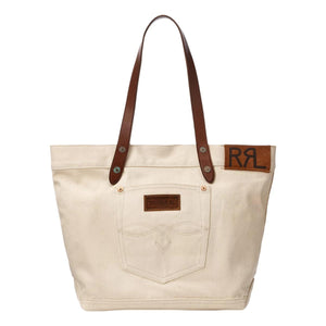 Leather-Trim Twill Tote - Bag