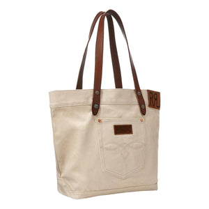 Leather-Trim Twill Tote - Bag