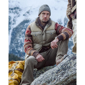 Leather-Yoke Quilted Ripstop Vest Vintage Olive - Vest