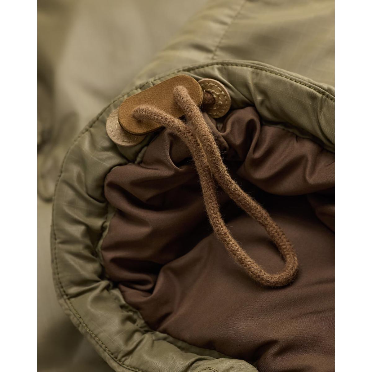 Leather-Yoke Quilted Ripstop Vest Vintage Olive - Vest