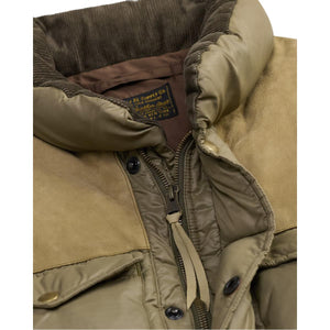 Leather-Yoke Quilted Ripstop Vest Vintage Olive - Vest