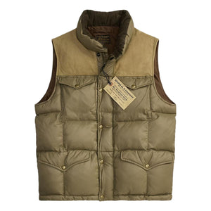 Leather-Yoke Quilted Ripstop Vest Vintage Olive - Vest