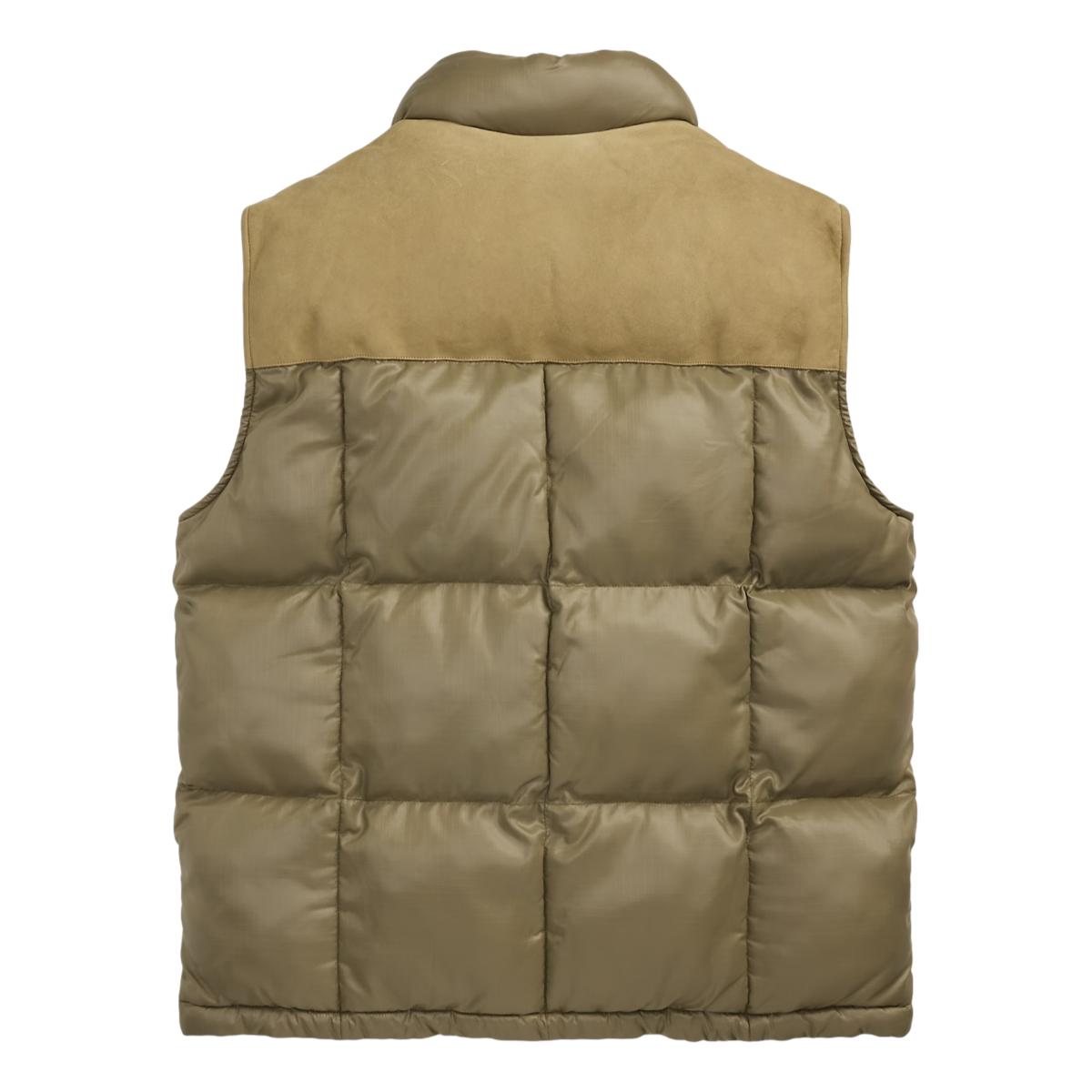 Leather-Yoke Quilted Ripstop Vest Vintage Olive - Vest