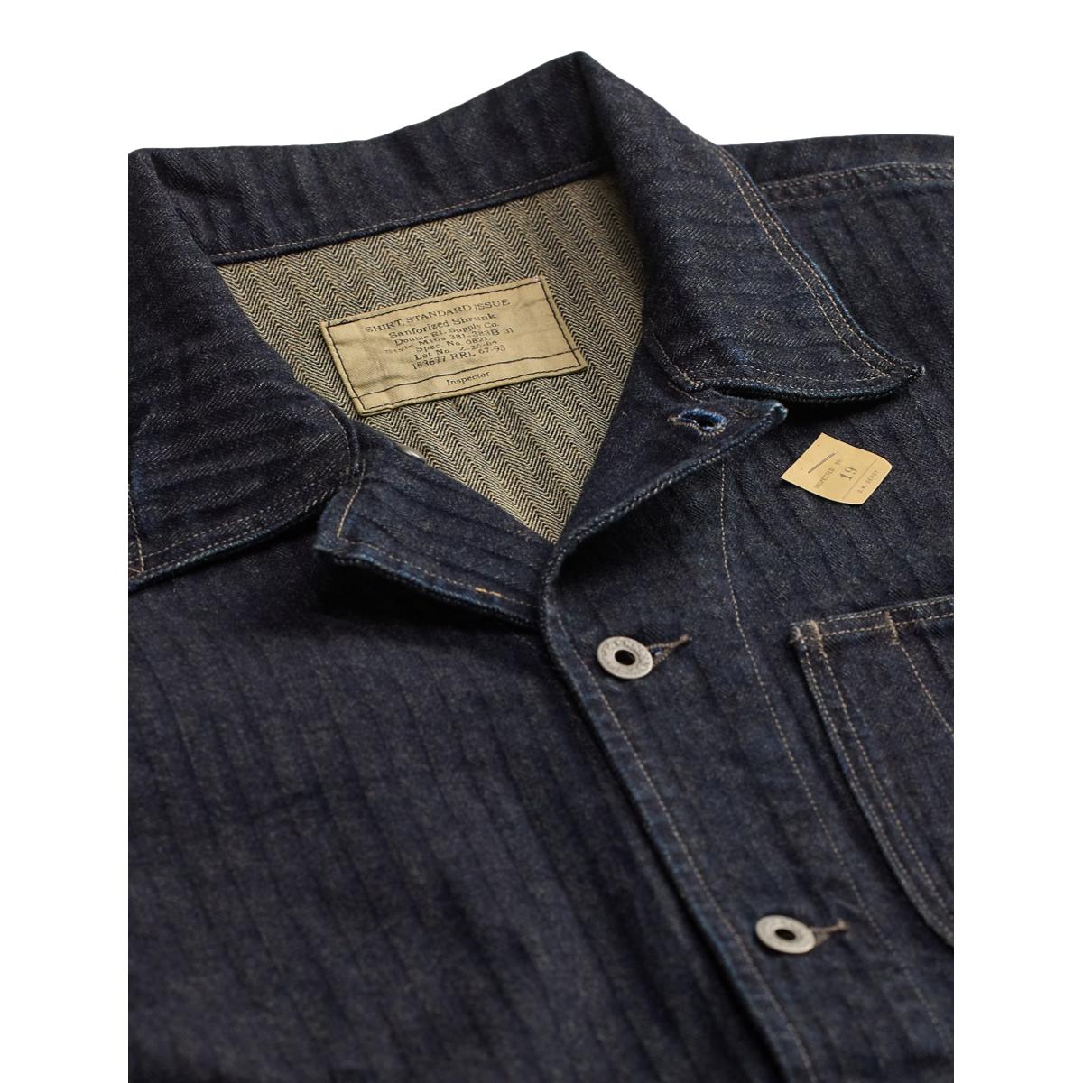 Limited-Edition Indigo Herringbone Shirt - outerwear