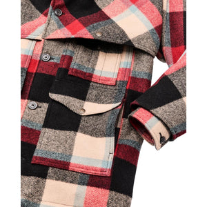 Lined Mackinaw Wool Packer Coat Red Cream Blue Plaid
