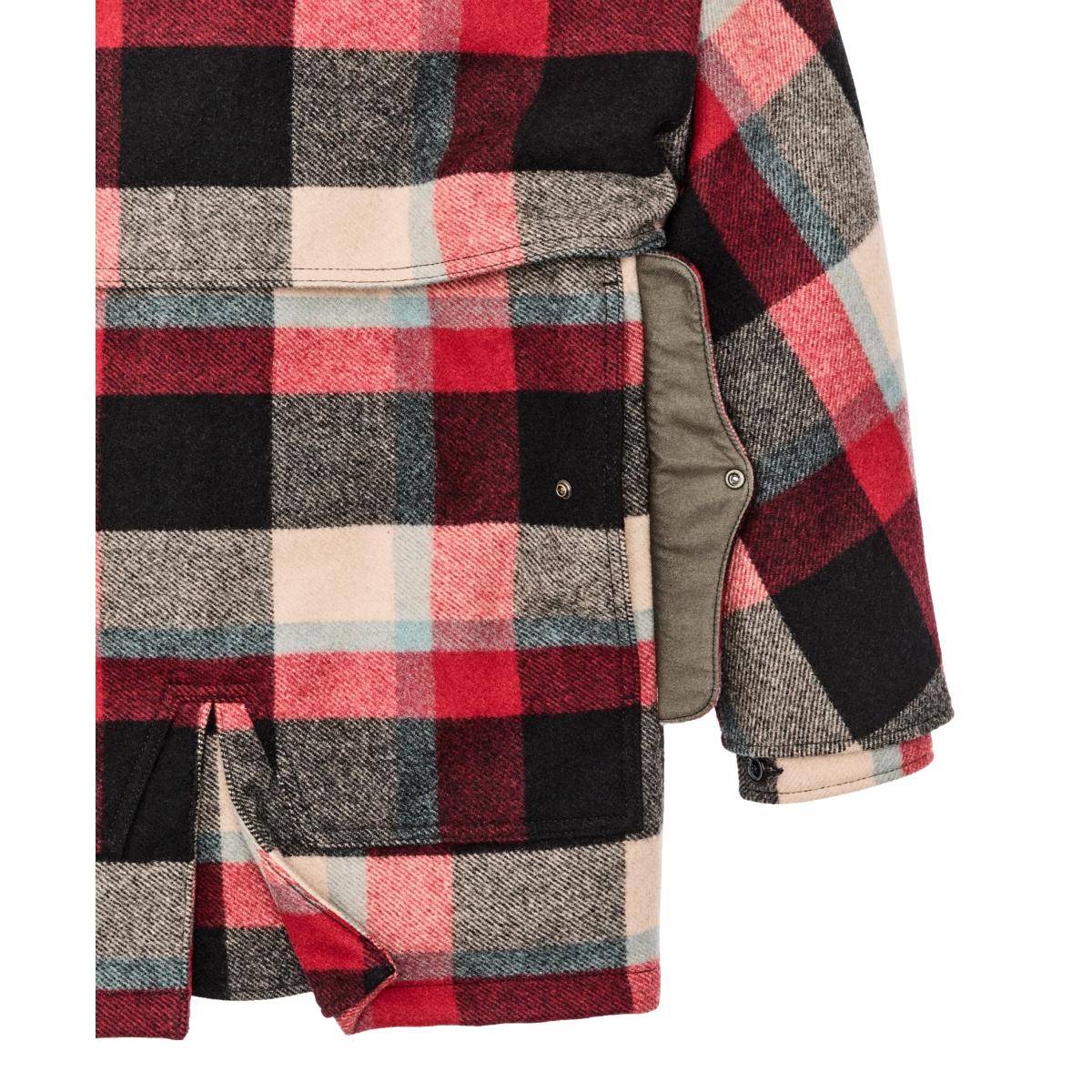 Lined Mackinaw Wool Packer Coat Red Cream Blue Plaid