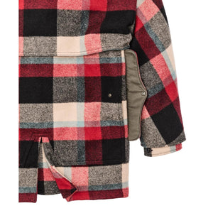 Lined Mackinaw Wool Packer Coat Red Cream Blue Plaid