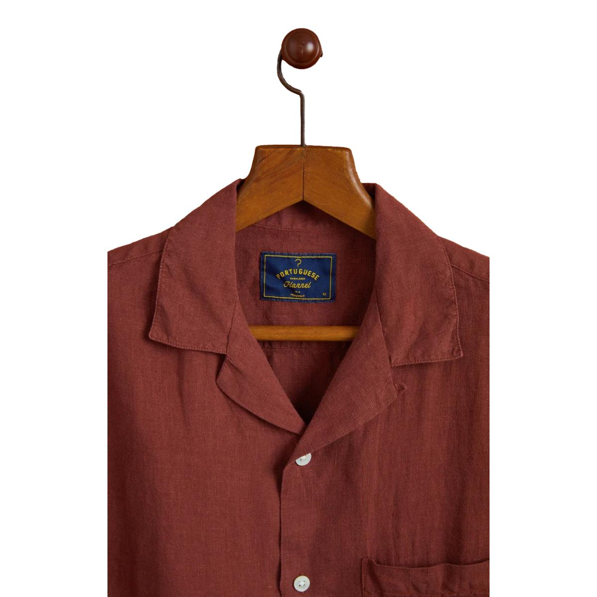Linen Camp Shirt Bordeaux - Shirts