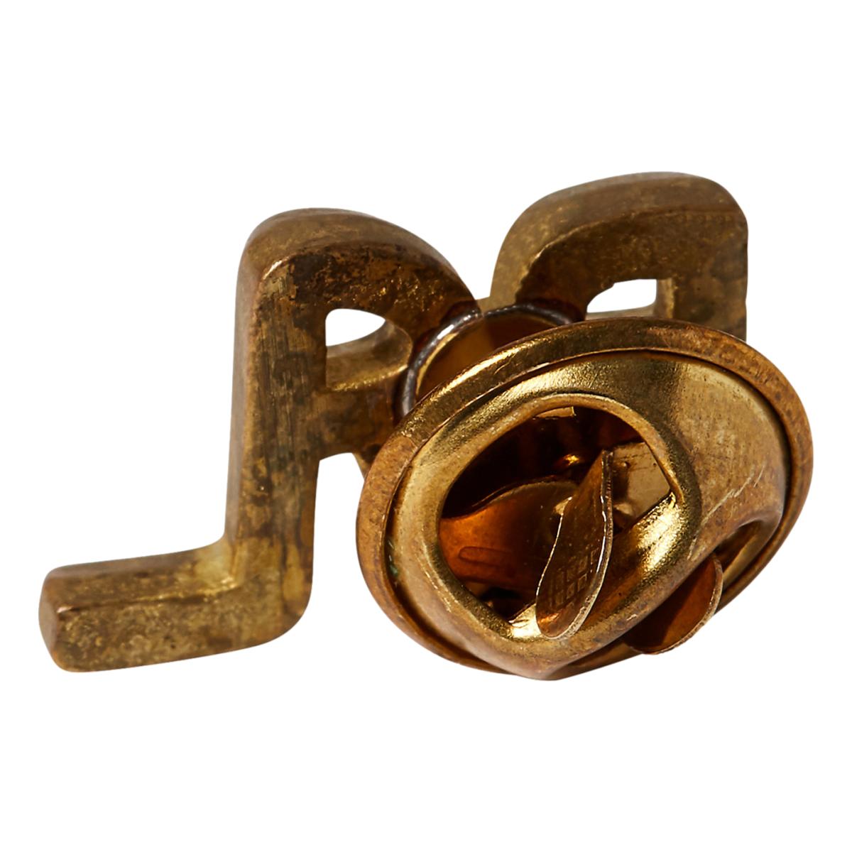 Logo Brass Pin Vintage Brass Enamel - Pin