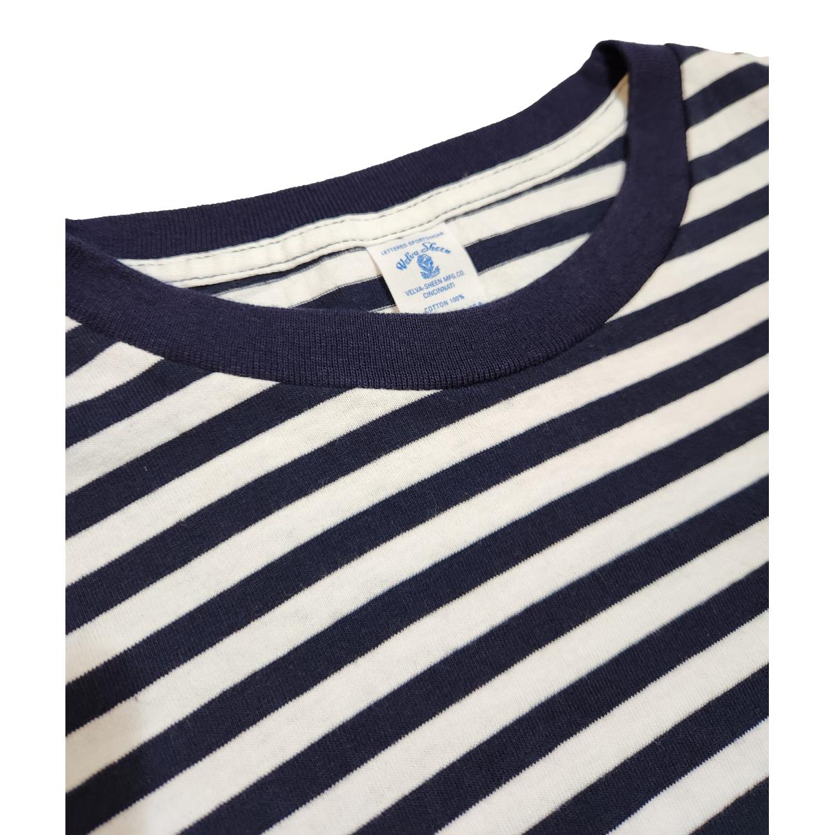 Long Sleeve Narrow Stripe White Navy - T-shirt
