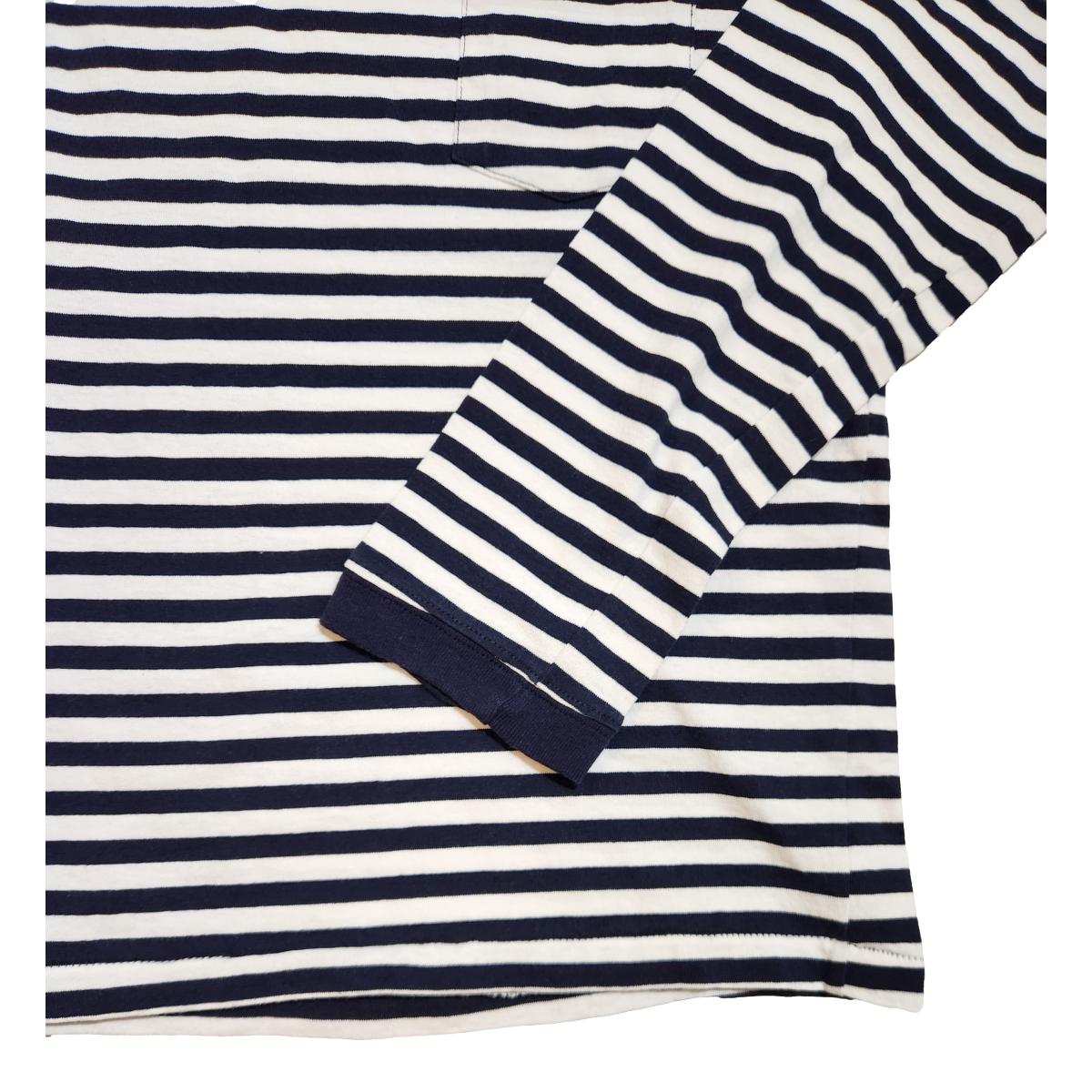 Long Sleeve Narrow Stripe White Navy - T-shirt