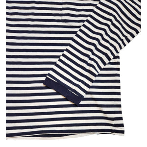 Long Sleeve Narrow Stripe White Navy - T-shirt