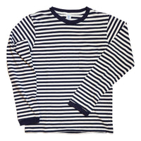 Long Sleeve Narrow Stripe White Navy - T-shirt